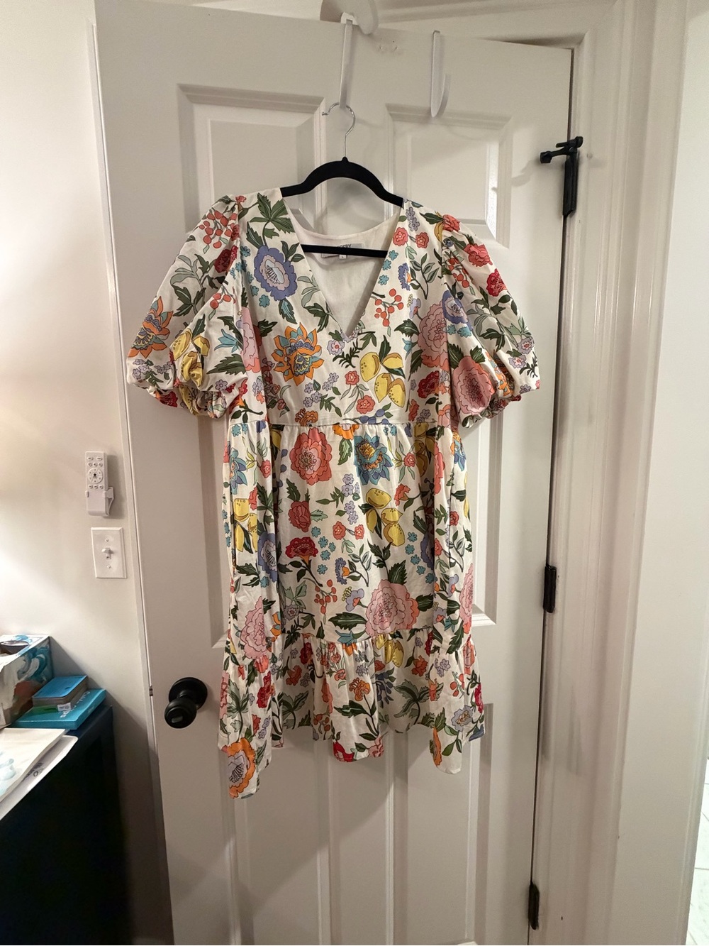 CROSBY by Mollie Burch White Floral Puff Sleeve Mini Dress